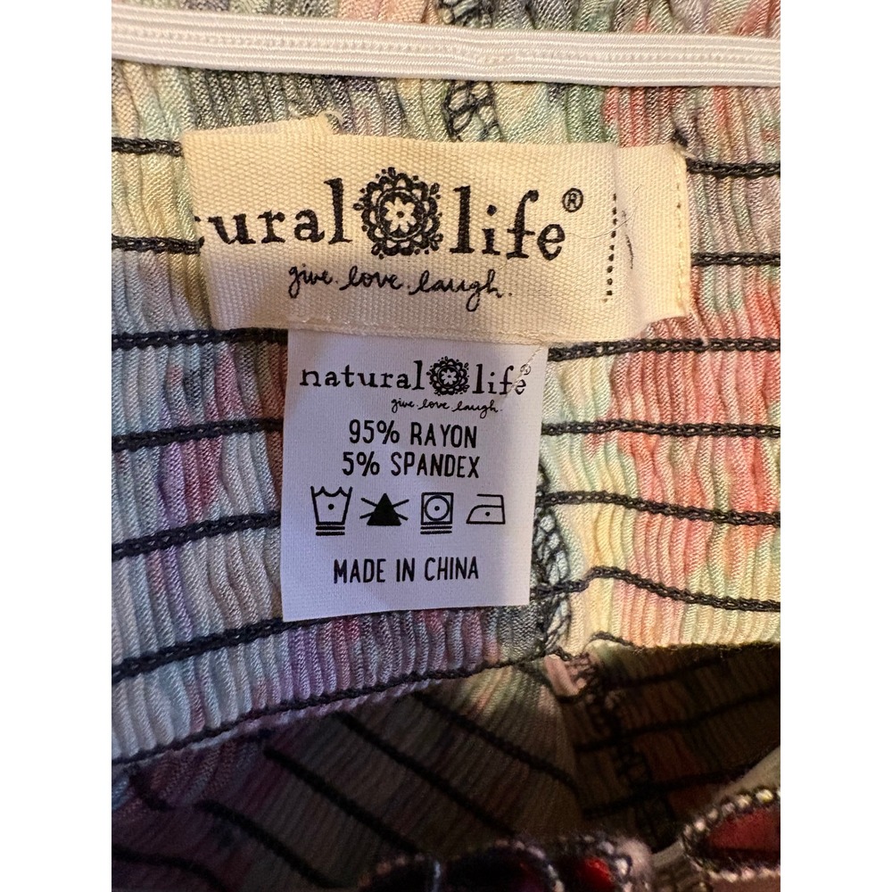 Natural Life Wide Leg Pants NWOT Women Small Multicolor Excellent Smocked Floral - Picture 4 of 5